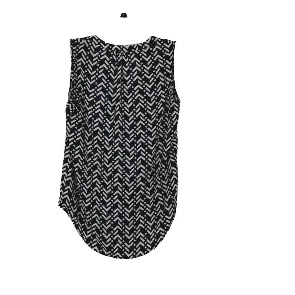 Roz & Ali Womens Med Top Navy Blue White Nautical Blouse Sleeveless Lightweight - Picture 2 of 5